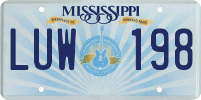 MS license plate LUW198