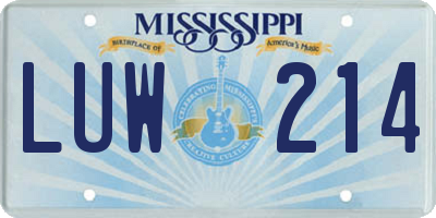 MS license plate LUW214