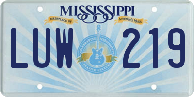 MS license plate LUW219