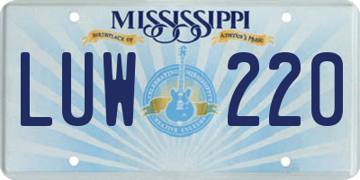 MS license plate LUW220