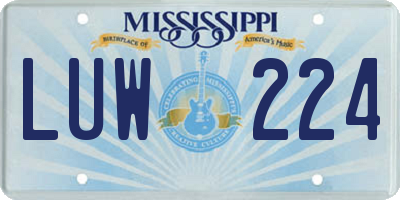 MS license plate LUW224