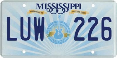 MS license plate LUW226