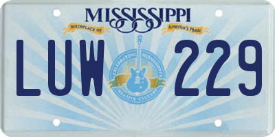 MS license plate LUW229