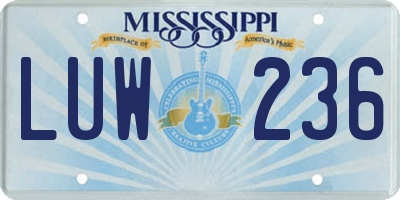 MS license plate LUW236