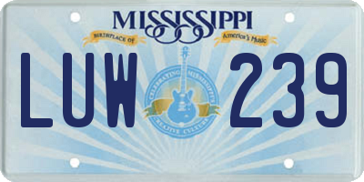 MS license plate LUW239