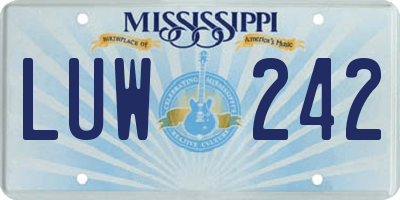 MS license plate LUW242