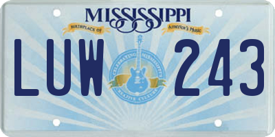 MS license plate LUW243