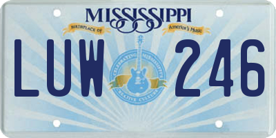 MS license plate LUW246