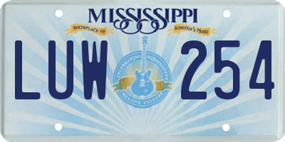 MS license plate LUW254