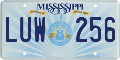 MS license plate LUW256