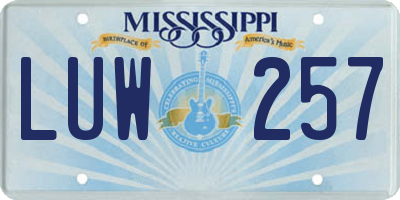 MS license plate LUW257