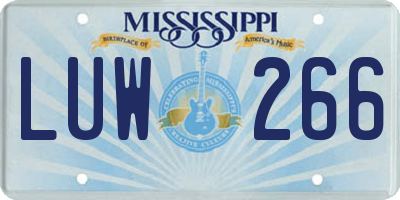 MS license plate LUW266