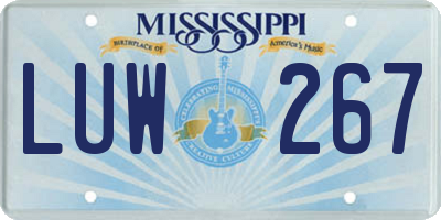 MS license plate LUW267