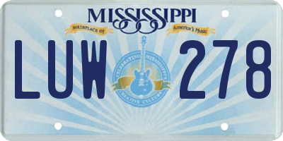 MS license plate LUW278