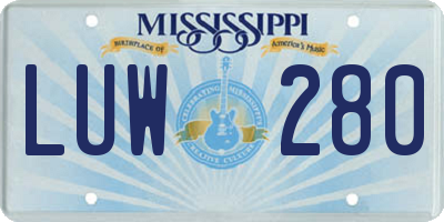 MS license plate LUW280