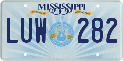 MS license plate LUW282