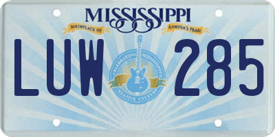 MS license plate LUW285