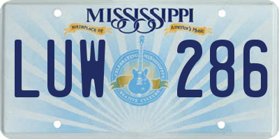 MS license plate LUW286