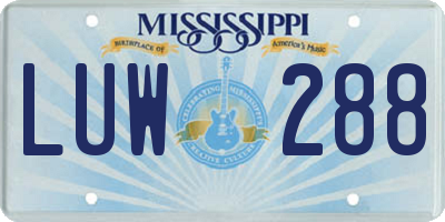 MS license plate LUW288