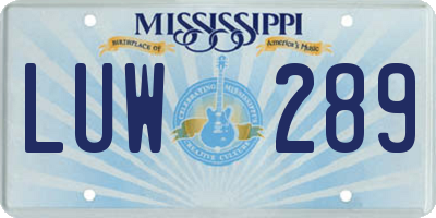 MS license plate LUW289