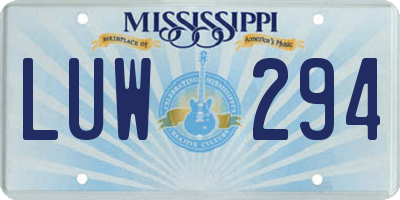 MS license plate LUW294