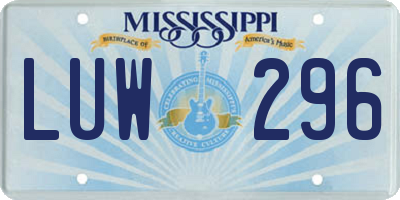 MS license plate LUW296