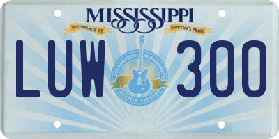 MS license plate LUW300