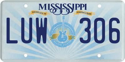 MS license plate LUW306