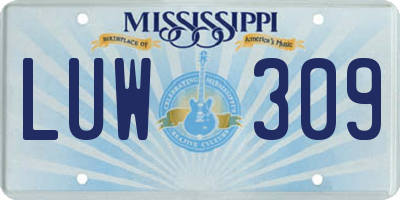 MS license plate LUW309