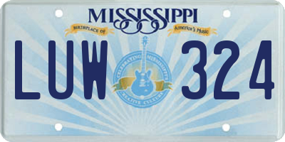 MS license plate LUW324