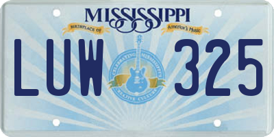 MS license plate LUW325