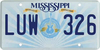 MS license plate LUW326