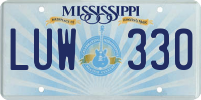 MS license plate LUW330
