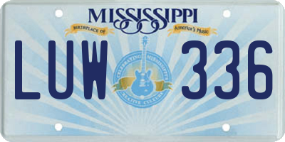 MS license plate LUW336