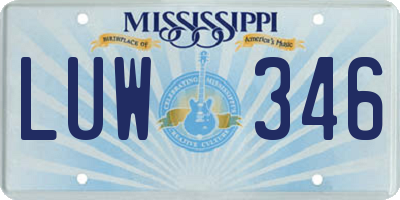 MS license plate LUW346