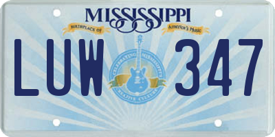 MS license plate LUW347