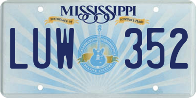 MS license plate LUW352