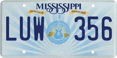 MS license plate LUW356