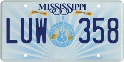 MS license plate LUW358