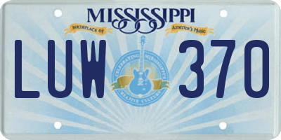 MS license plate LUW370