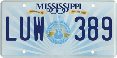 MS license plate LUW389