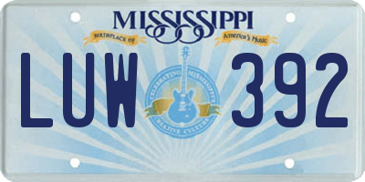 MS license plate LUW392