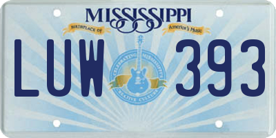 MS license plate LUW393