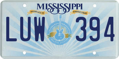 MS license plate LUW394