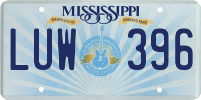 MS license plate LUW396