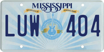 MS license plate LUW404