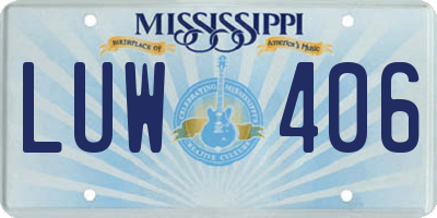MS license plate LUW406