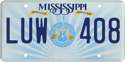 MS license plate LUW408