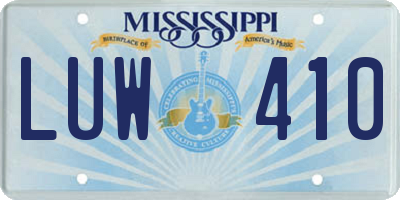 MS license plate LUW410
