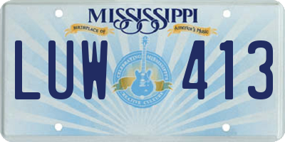 MS license plate LUW413